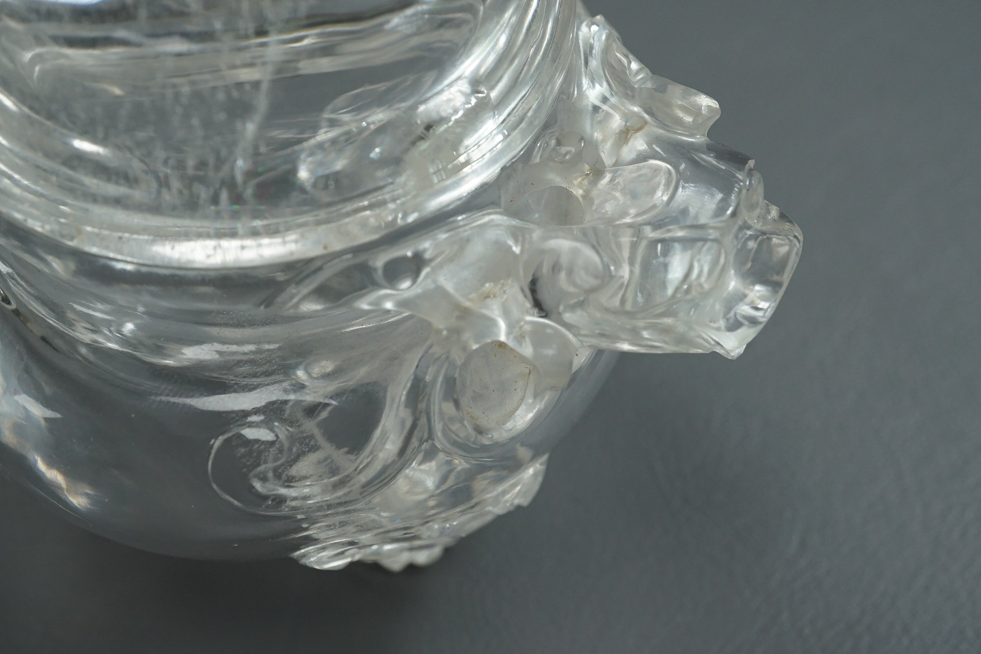 A Chinese rock crystal tripod censer and cover, ding, early 20th century